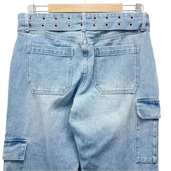 PacSun Light Blue Low Rise Cargo Flare Jeans Size 28 | 6 Y2K Grommet Pac Sun - Picture 9 of 15